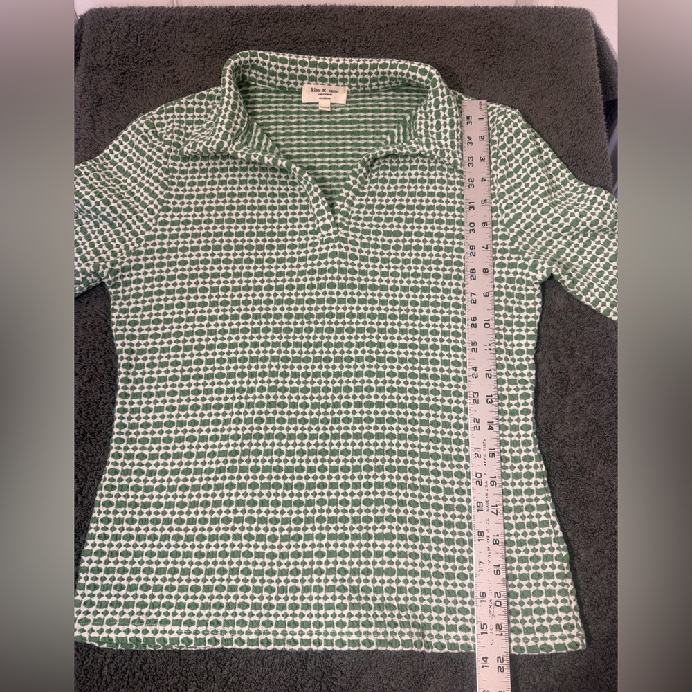 Kim & Cami Women's Green and White Shirt - Picture 3 of 3